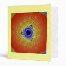 Peacock Fractal Mandala Orange Yellow 3 Ring Binders