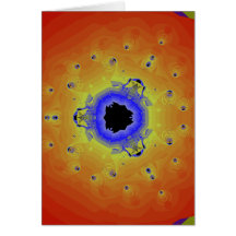 Peacock Fractal Mandala Orange Yellow Greeting Card