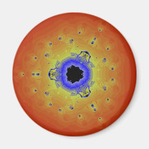 Peacock Fractal Mandala Orange Yellow Fridge Magnets