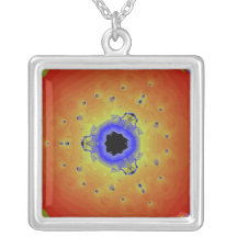 Peacock Fractal Mandala Orange Yellow Pendants