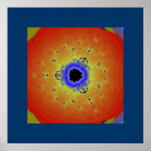 Peacock Fractal Mandala Orange Yellow Print