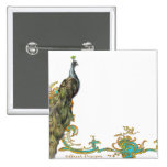 Peacock & Gold Filigree Button