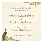 Peacock Gold Filigree Save the Date Invitation