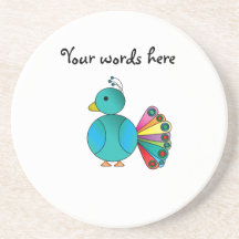 Peacock in blue coaster