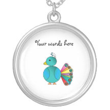 Peacock in blue jewelry
