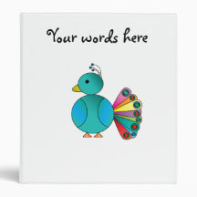 Peacock in blue vinyl binders