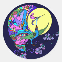 Peacock in Moonlight Stickers