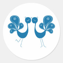 Peacock Love Aqua Stickers