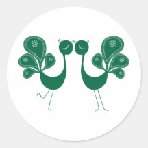 Peacock Love Forest Round Stickers