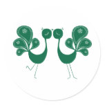 Peacock Love Forest Round Stickers