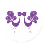 Peacock Love Lavender Round Sticker