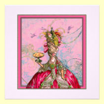 Peacock n Marie Antoinette Cakes Invitation invitations