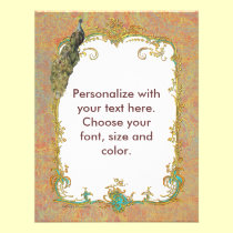 Peacock n Paisley Ornate Art Print Cards invitations