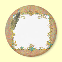 Peacock n Paisley Ornate Art Print Magnet magnets