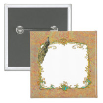 Peacock n Paisley Ornate Save the Date Magnet buttons