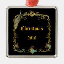 Peacock n Scrolls Christmas Ornament