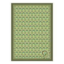 Peacock Nouveau Invitation (Olive Green)