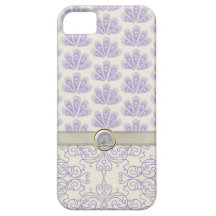 Peacock on Damask and Peacock Print, Lavender iPhone 5 Case