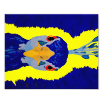 Peacock painting abstract with orange eyes photo art
