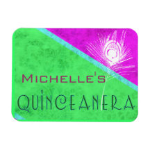 Peacock Quinceanera decor Rectangle Magnets