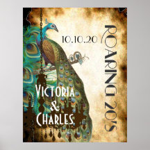 Peacock Roaring 20s Wedding Poster