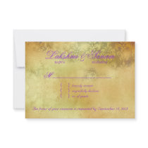 Peacock RSVP Wedding Reply Card Cream Purple Personalized Announcements