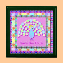 Peacock Save the Date Template Box gift boxes