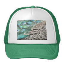 peacock tail trucker hat