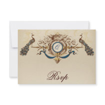 Peacock Vintage RSVP Cards Custom Invitation