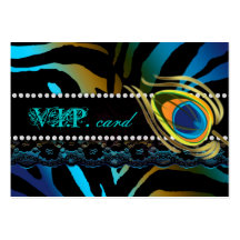 Peacock VIP Card Lace Zebra Blue Gold Business Card