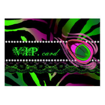 Peacock VIP Card Lace Zebra Lime Pink Business Cards