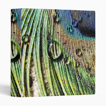 Peacock water droplets blue green feathers binder