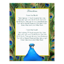 Peacock Wedding Direction Card Personalized Invitation