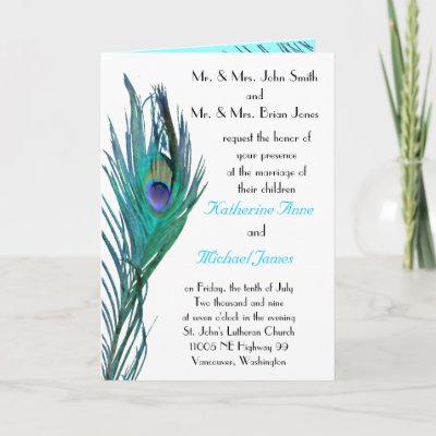 Peacock Wedding Invitation Template Greeting Card by socallaghan
