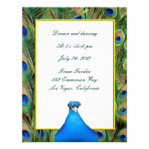Peacock Wedding Reception Card Invite