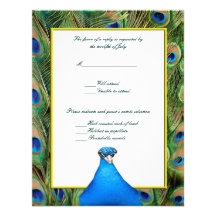 Peacock Wedding Response Card Personalized Invitation