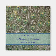 Peacock Wedding Save The Date Fridge Magnet