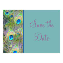 Peacock Wedding Save The Date Postcard