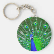 Peacock with fanned tail keychain