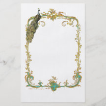 Peacock with Gold Frame Ornate Art Print Full Colour Flyer