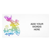 Peacock with roses personalized photo card