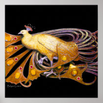 PEACOCK ,yellow red purple black Posters