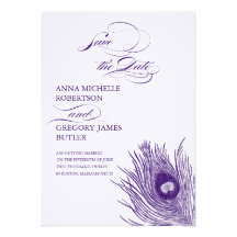 Peacock's Feather Save the Date Personalized Invitation