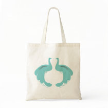 PEACOCKS in AQUA Lightweight Tote Tote Bag