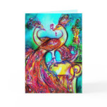 PEACOCKS IN LOVE  MONOGRAM red blue turquase green