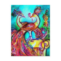 PEACOCKS IN LOVE  MONOGRAM red blue turquase green