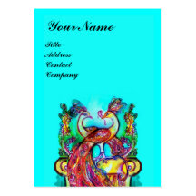 PEACOCKS IN LOVE,red blue turquase Business Cards