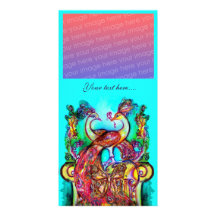 PEACOCKS IN LOVE ,red blue turquase green Personalized Photo Card