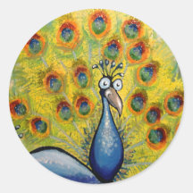 Peacocks Round Stickers