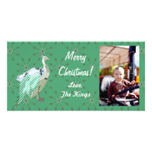 Peafowl Christmas Green  Photo Card